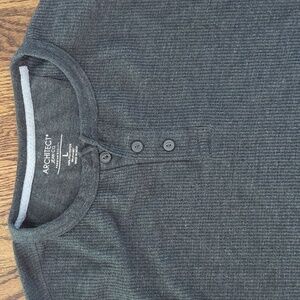 Dark gray waffle knit henley